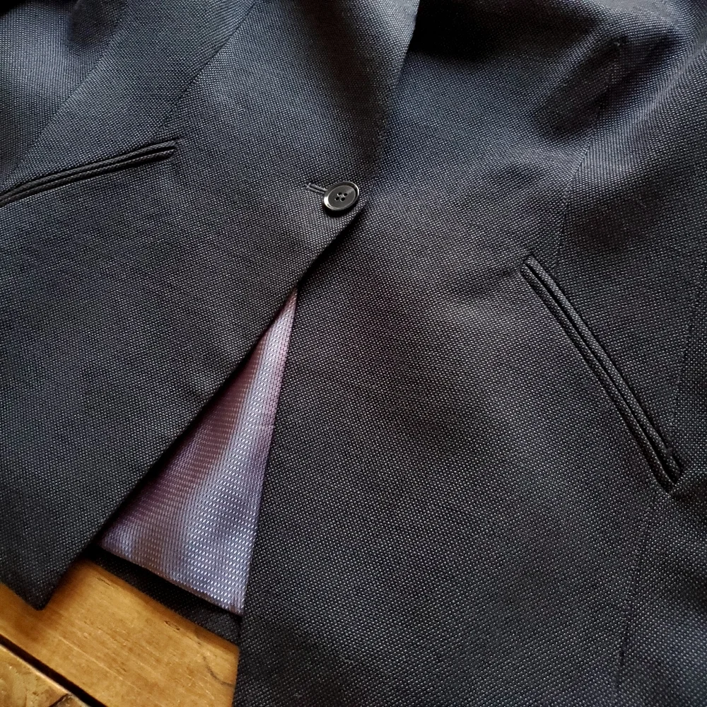 Marks & Spencer Women's Tailored Fit One Button Blue Blazer Size 12 - Picture 6 of 17